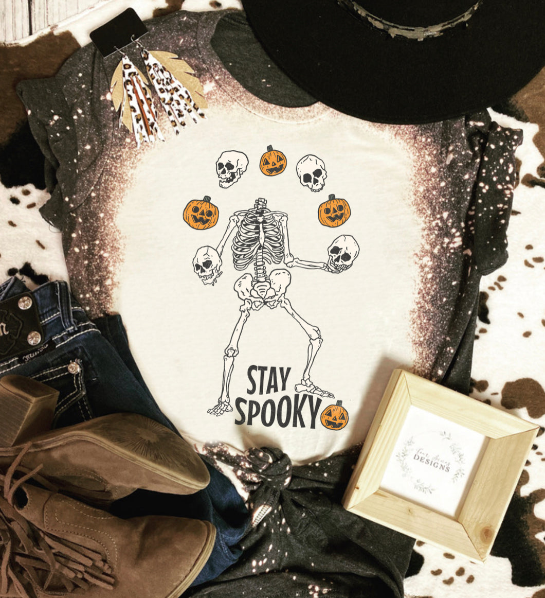 Stay spooky skellie Halloween bleached tee