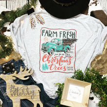 Load image into Gallery viewer, Farm fresh Christmas trees vintage truck tee

