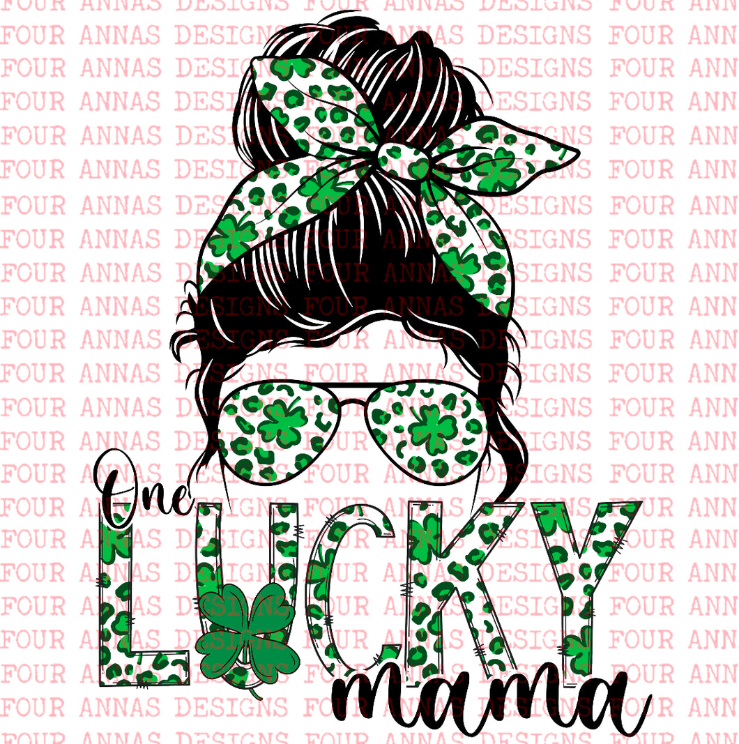 One lucky mama sublimation transfer