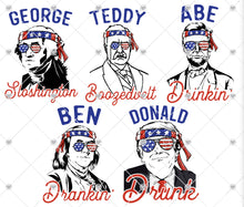 Load image into Gallery viewer, drunk presidents 4th of July tees
