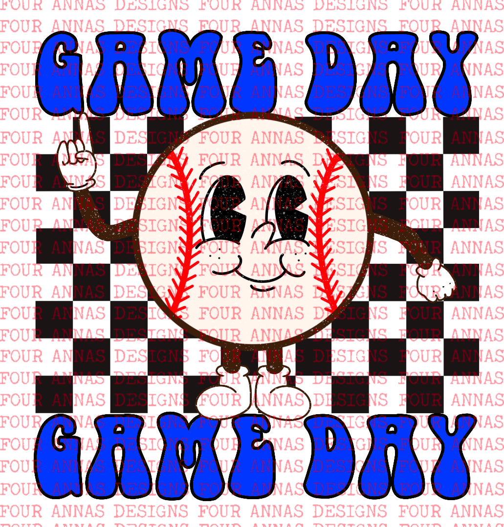 Retro blue baseball GAMEDAY