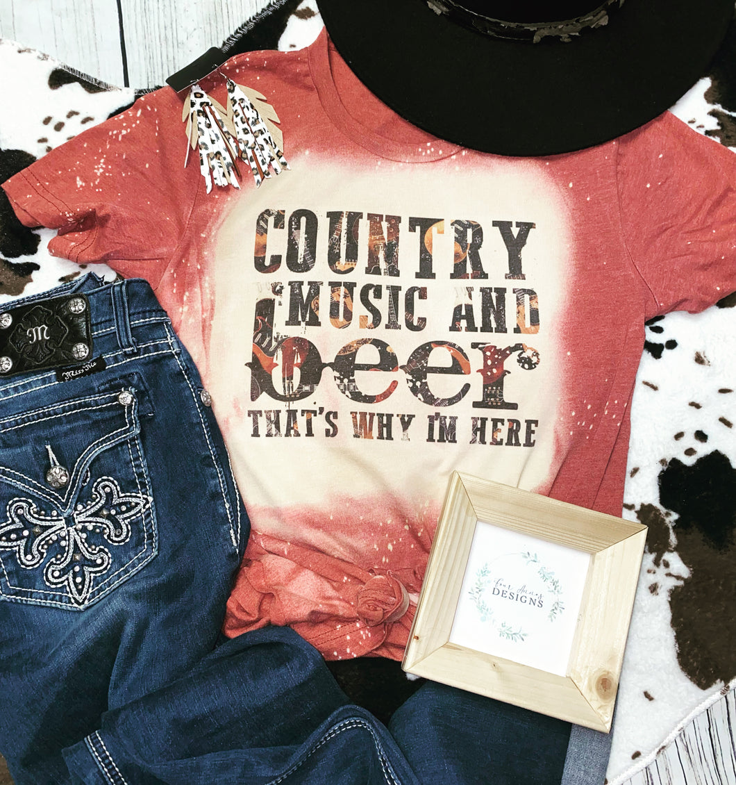 Country music and beer bleached tee