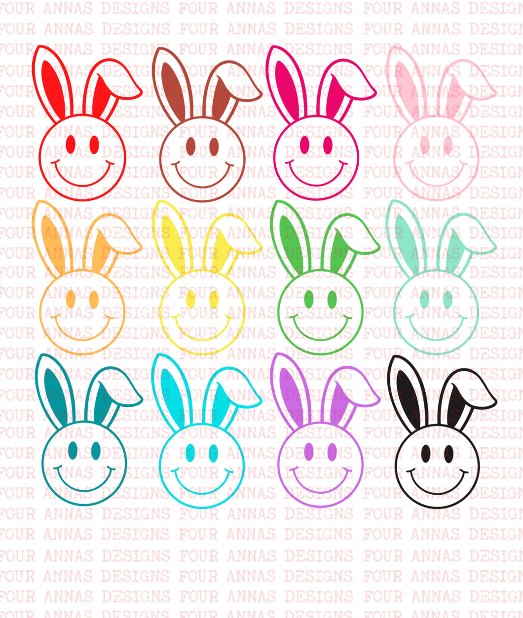 Rainbow happy bunnies