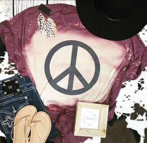 Peace sign bleached tee