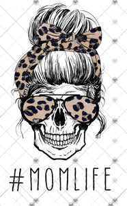 Leopard skull mom life sublimation transfer