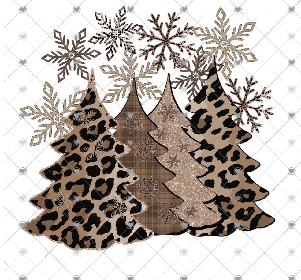 Leopard Christmas trees sublimation transfer