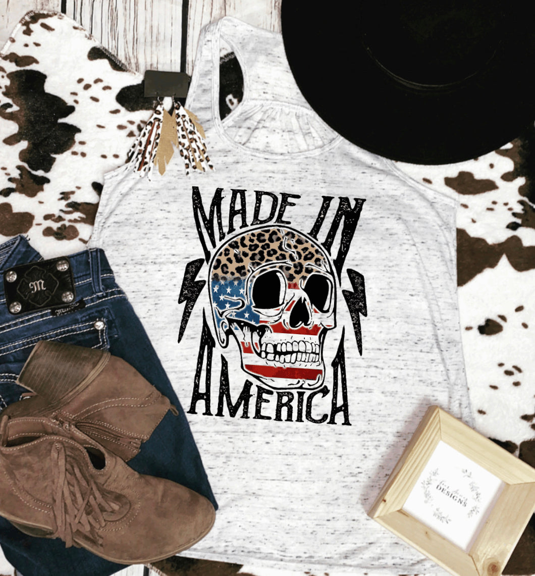 Made in America skull 4th of july tank top